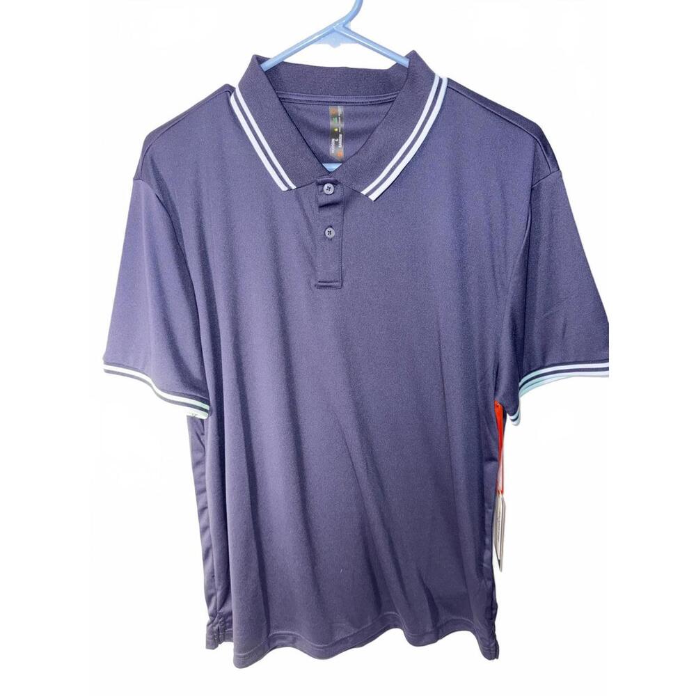 Hudson & Barrow Men's Navy Blue Polo Shirt with Striped Collar